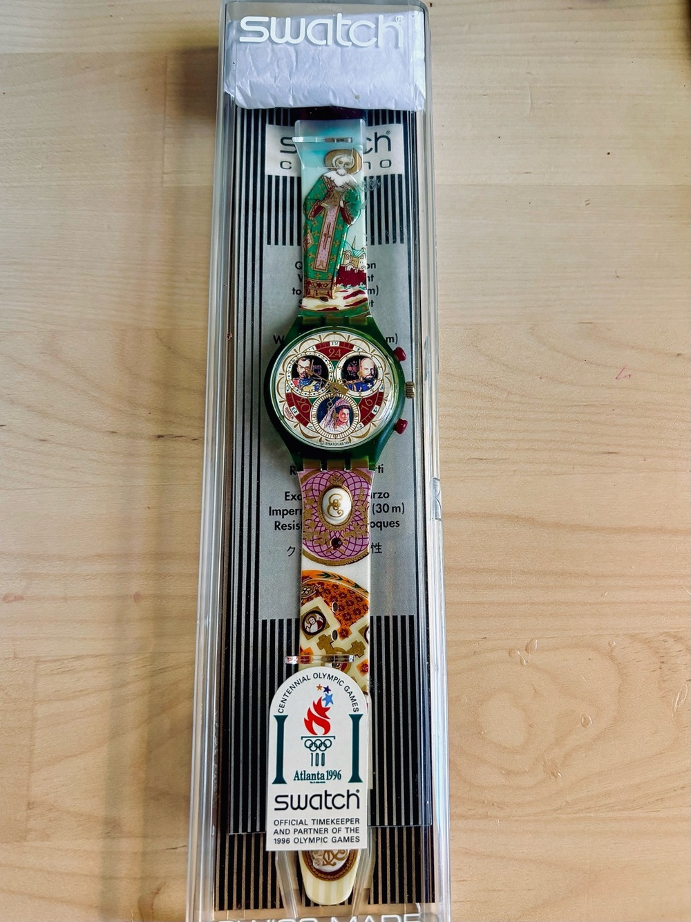 Vintage 1995 Swatch Chrono Russian Treasury Watch 1996 Winter Olympics Germany